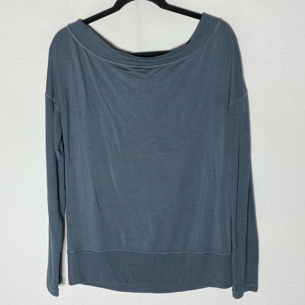 Athleta Metropolis Grey Boat Neck Long Sleeve Activewear Loungewear Top S - Picture 2 of 16